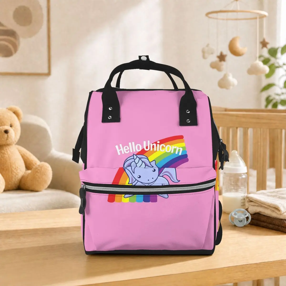 Hello Unicorn Student Backpack School Bag Hiking Travel Daypack for Men Women Bookbag Shoulder Bags