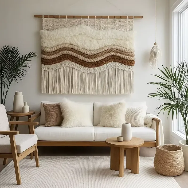 Large Bohemian Fiber Modern Hand Crochet Custom Weaving Tapestry Art Home Decoration Luxury Wall Hanging