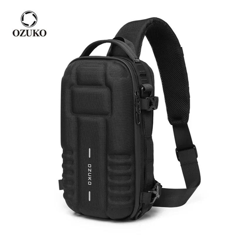 Ozuko bolsa flexível de casca dura masculina, bolsa de ombro esportiva multifuncional de grande capacidade à prova d'água de alta qualidade bolsa tática ao ar livre