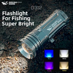 Smiling Shark D312 Super Bright Flashlight, Rechargeable Torchlight, 4 Light Sources Torch, for Outdoor Camping, Hiking, Fishing