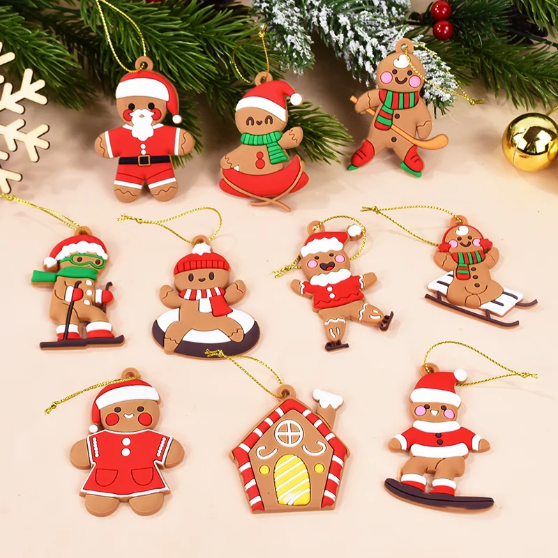 

Christmas Gingerbread Man Christmas Tree Pendant Ornaments DIY Holiday Home Party Decor Supplies Happy New Year Children's Gifts