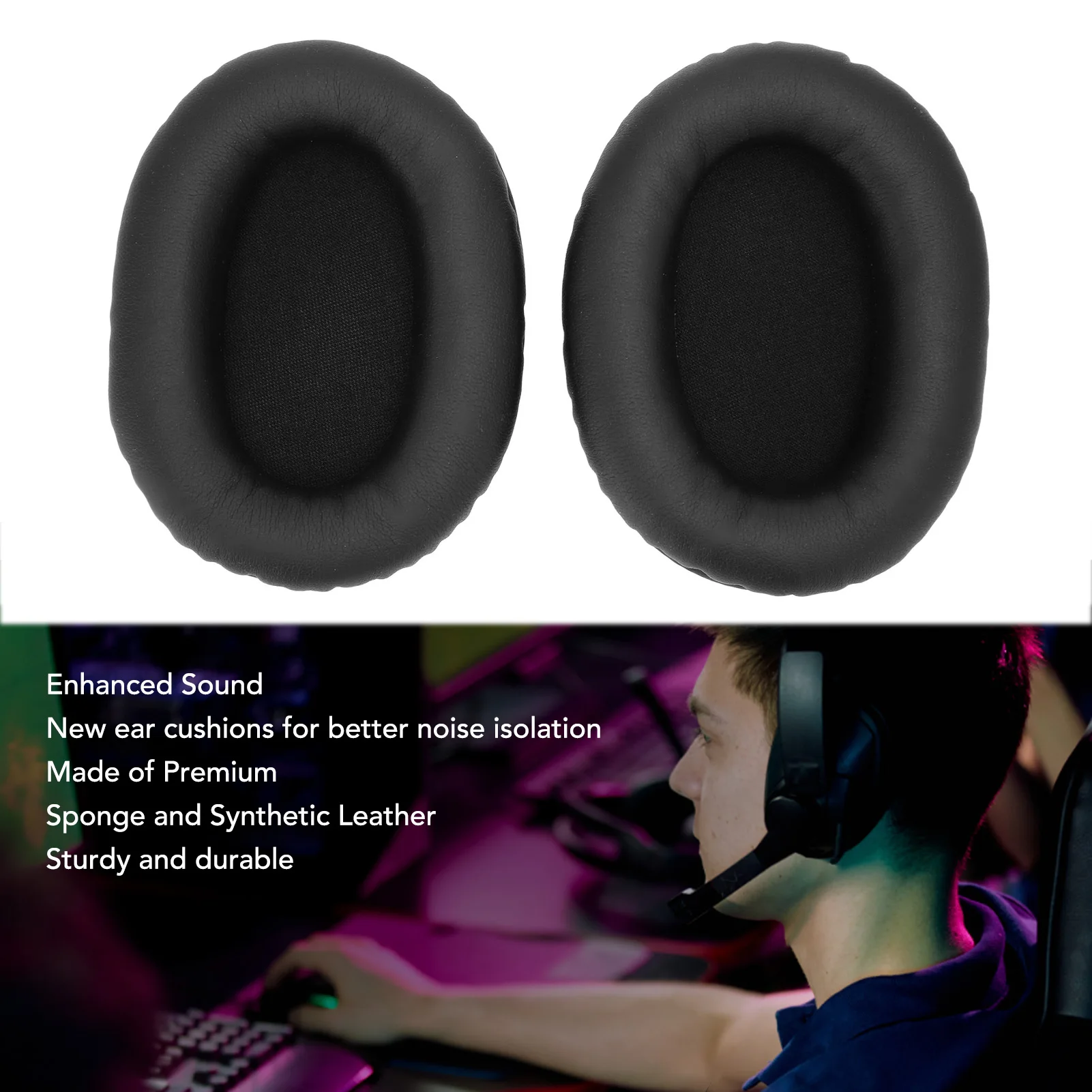 Headphone Ear Pads Soft Breathable Replacement Headset Ear Cushions for Kingston HyperX Cloud Flight
