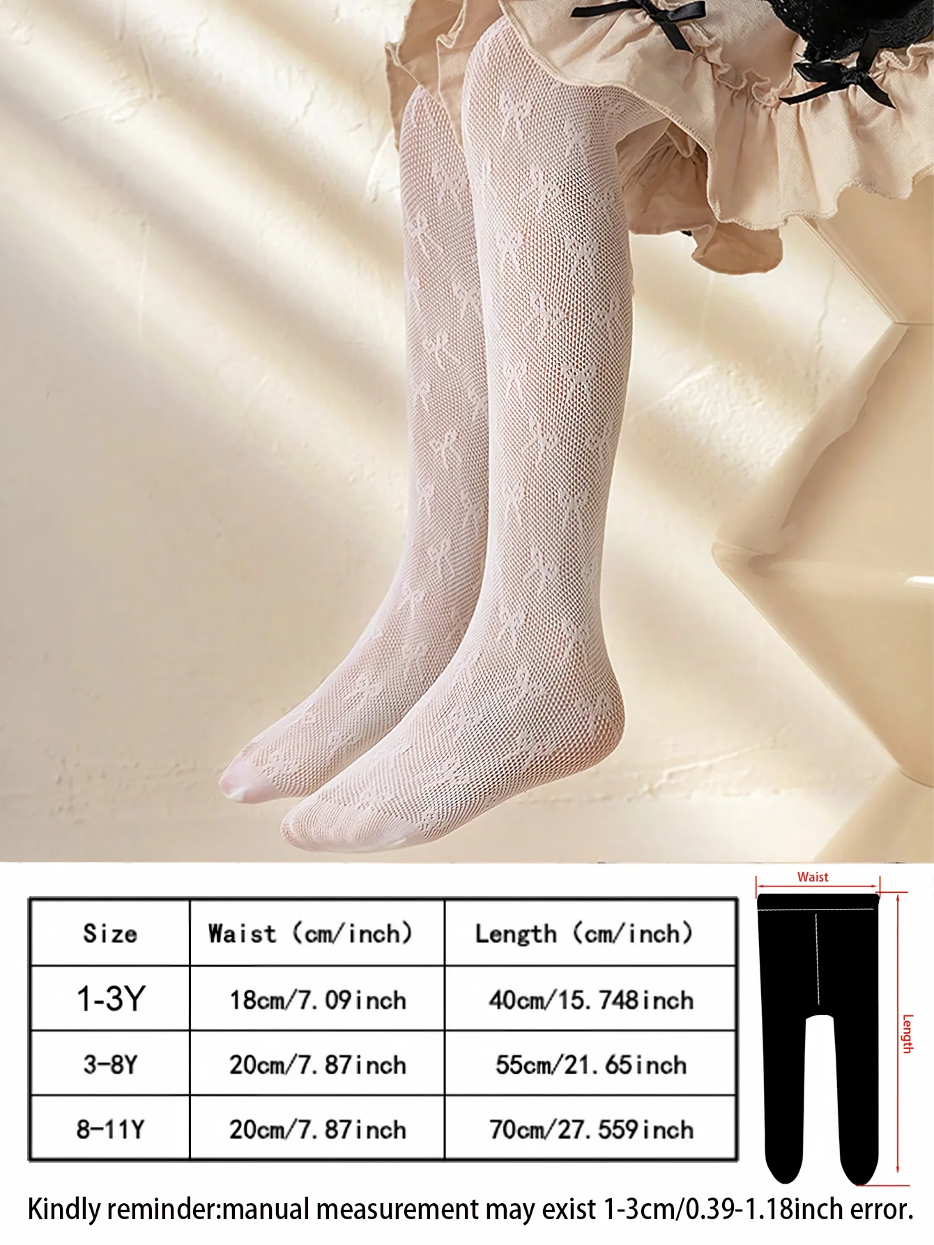 3 Stück Kinder Mädchen Strumpfhosen Sommer Dünne Netz-Schleife Jacquard Hohlstrumpfhose Lolita Prinzessin Atmungsaktiv Hautfreundlich Kinderstrumpfhose – Detail 2