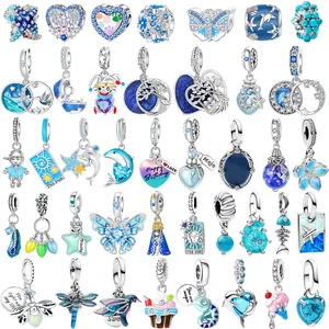 오리지널 925 스털링 실버 블루 참 12 최고의 판매 진주 물고기 -111