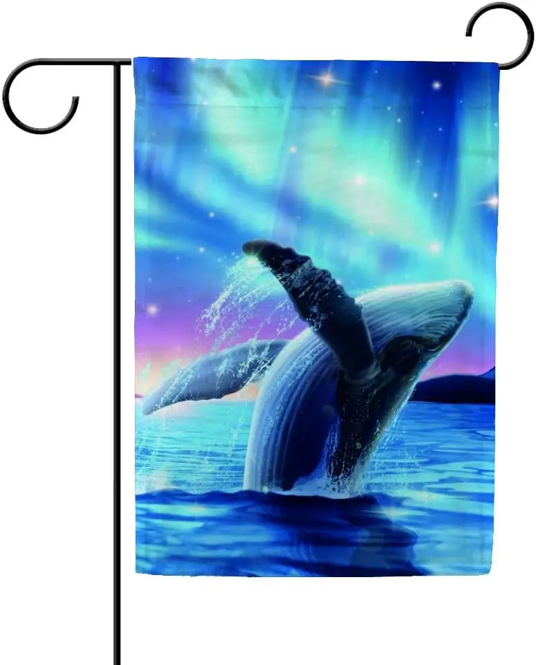 Seasonal Garden Flags Holidays Humpback Whale Outdoor Decor Yard Flags Festive Banner Lawn 12X18 inch