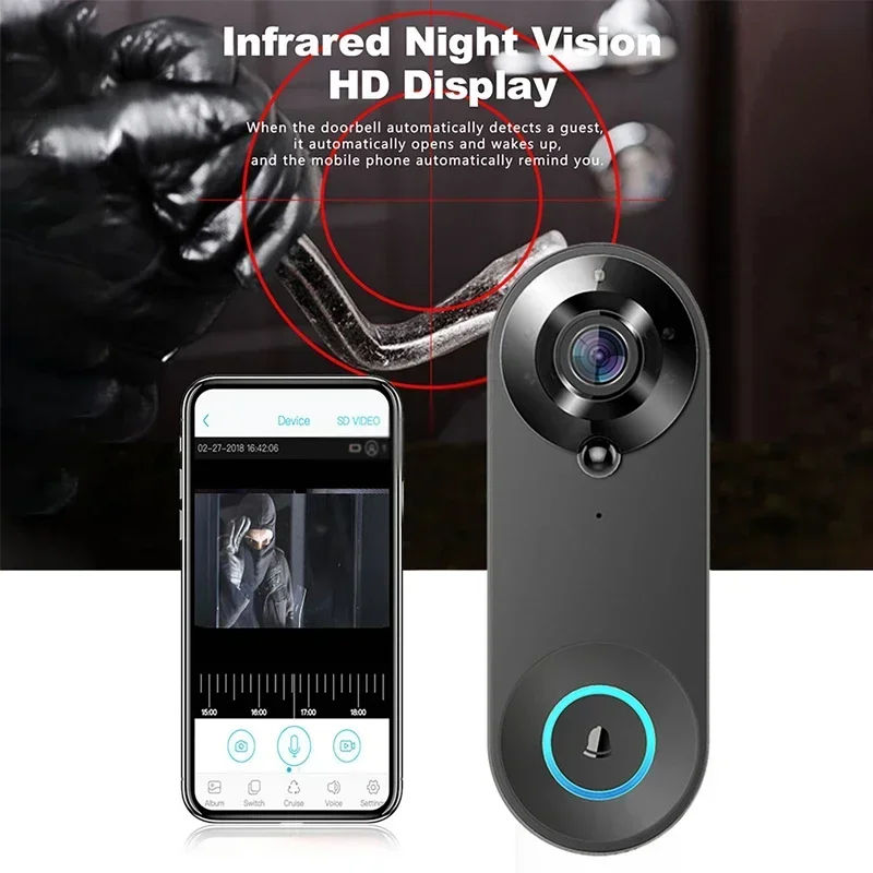 WIFI Wireless Smart Video Doorbell 1080P Tuya Smart Home Security Motion Detection Night Vision Video Voice Intercom Doorbell