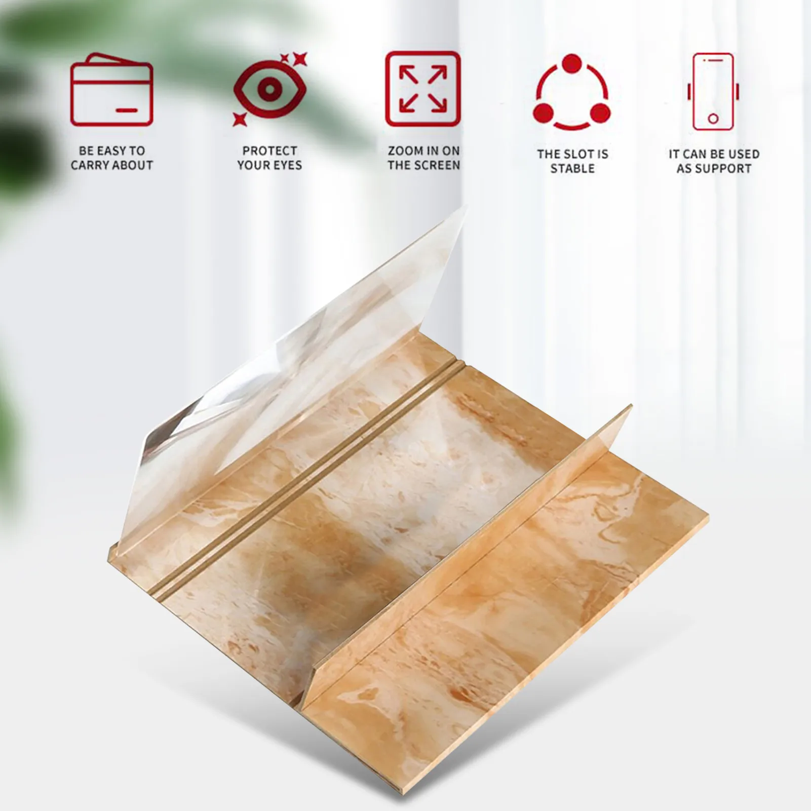 휴대폰 화면 돋보기 앰프, 접이식 디자인, HD 비디오 돋보기, 시계 영화, 스마트폰 브래킷 홀더