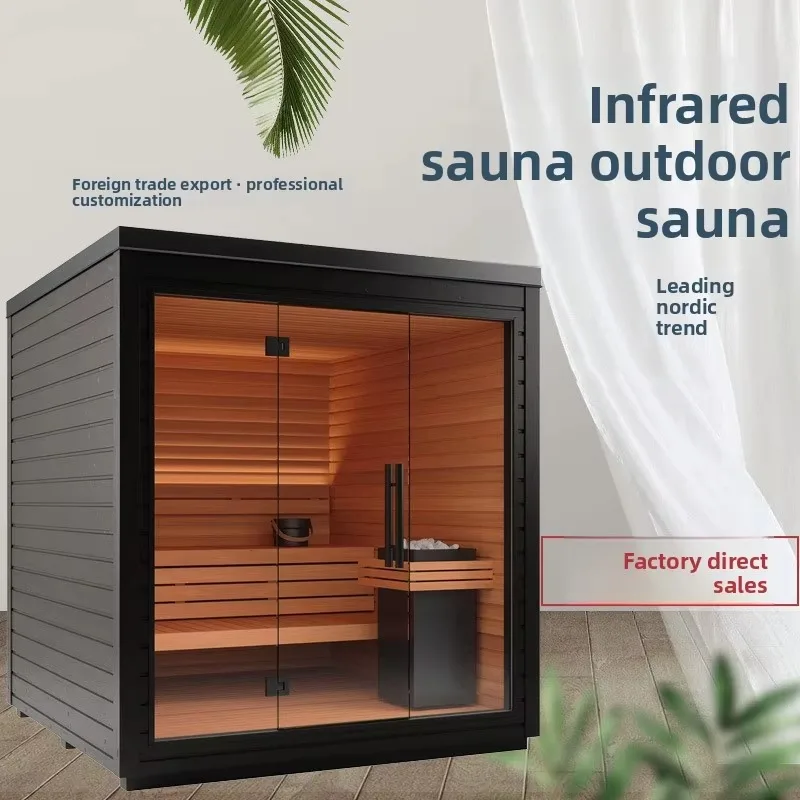 Large Outdoor Solid Wood Sauna Room for Multiple People Can Be Customized