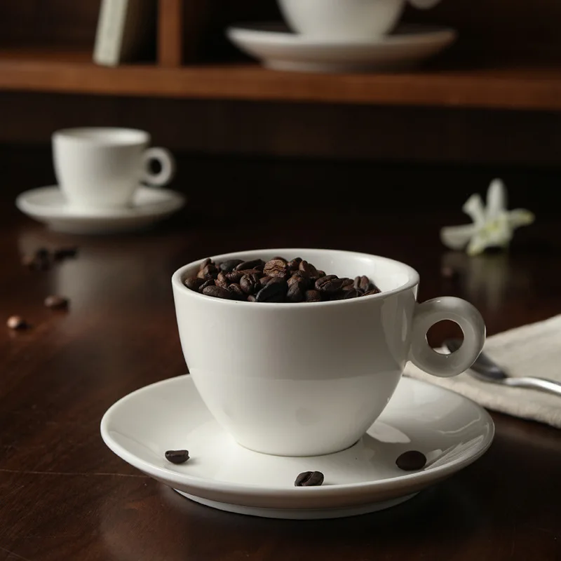 70ml Italian Style Espresso Cup And Plate Set Classical White Thickened Ceramics Coffee Glass And Saucer Dropshipping - view 5