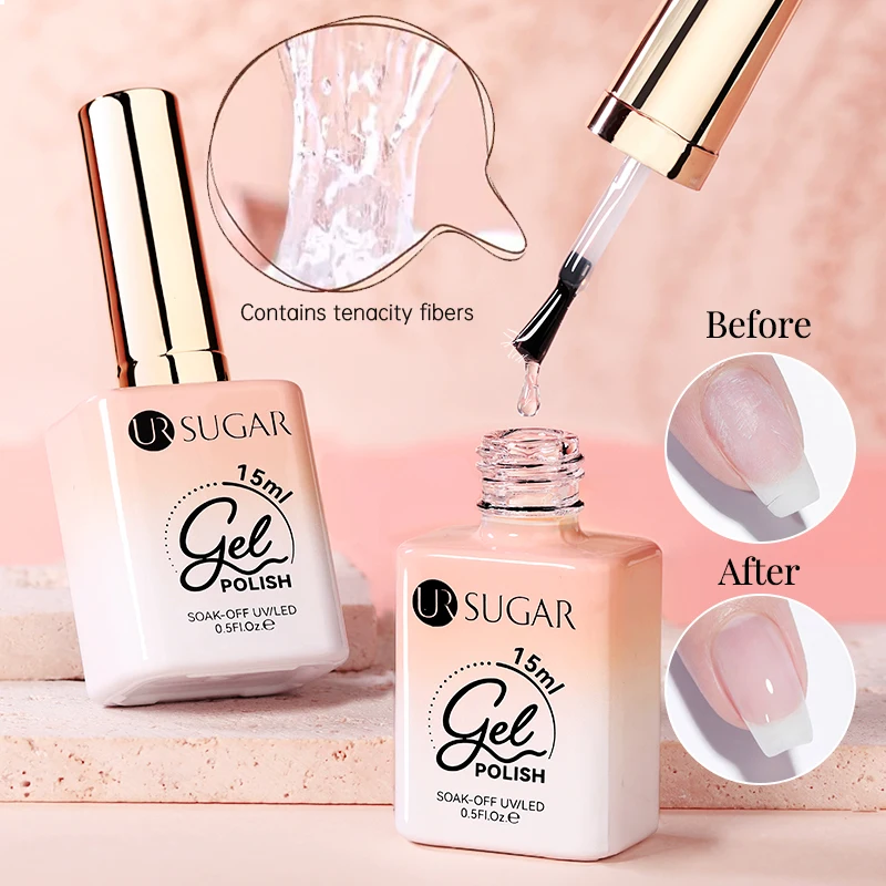 UR SUGAR 15ml 2 in 1 Primer Construction Nail Gel Fiber Rubber Base Gel Semi Permanent DIY Functional Gel Nails Art Manicure