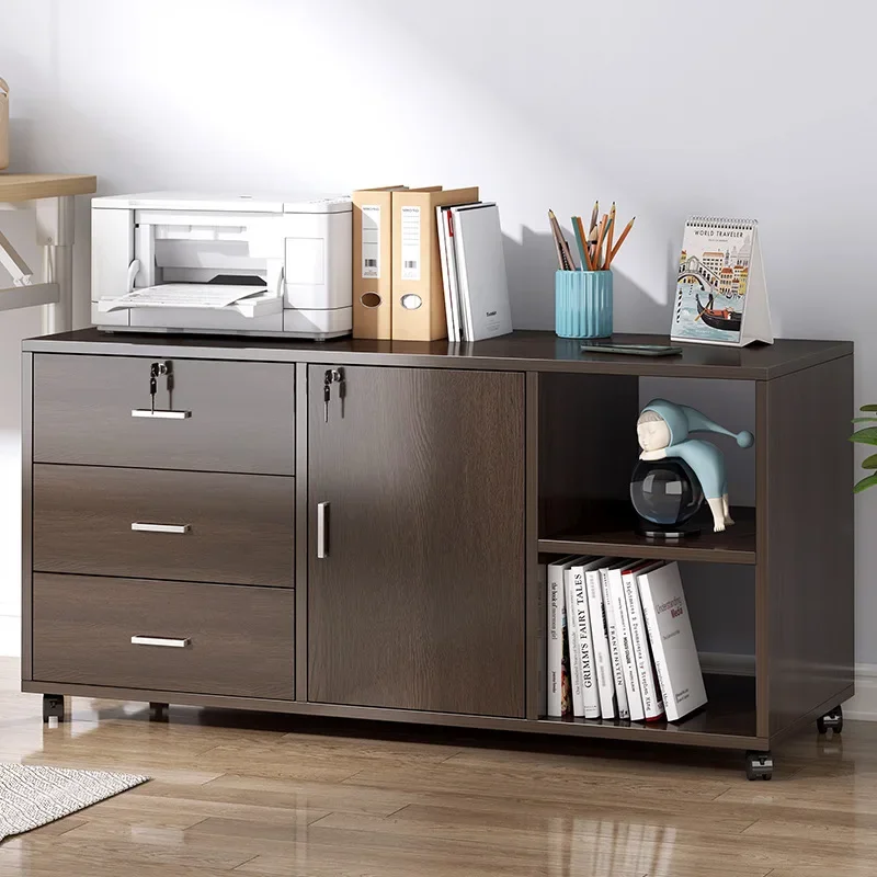 File Cabinet Under Desk Office Wooden Side Cabinet Locked