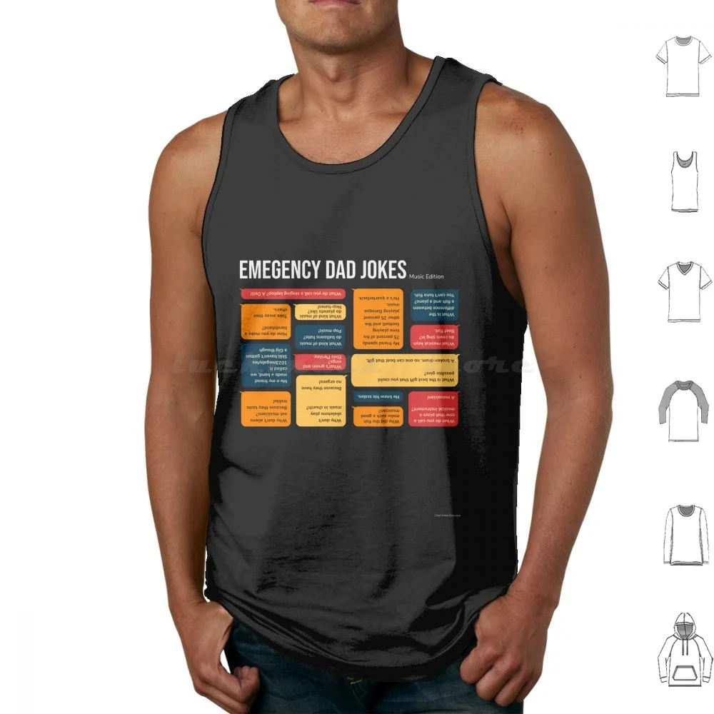 Emergency Dad Joke-Music Edition. Dark Tank Tops Vest Sleeveless Dad Jokes Dad Father Fathers Day Dad Birthday Funny