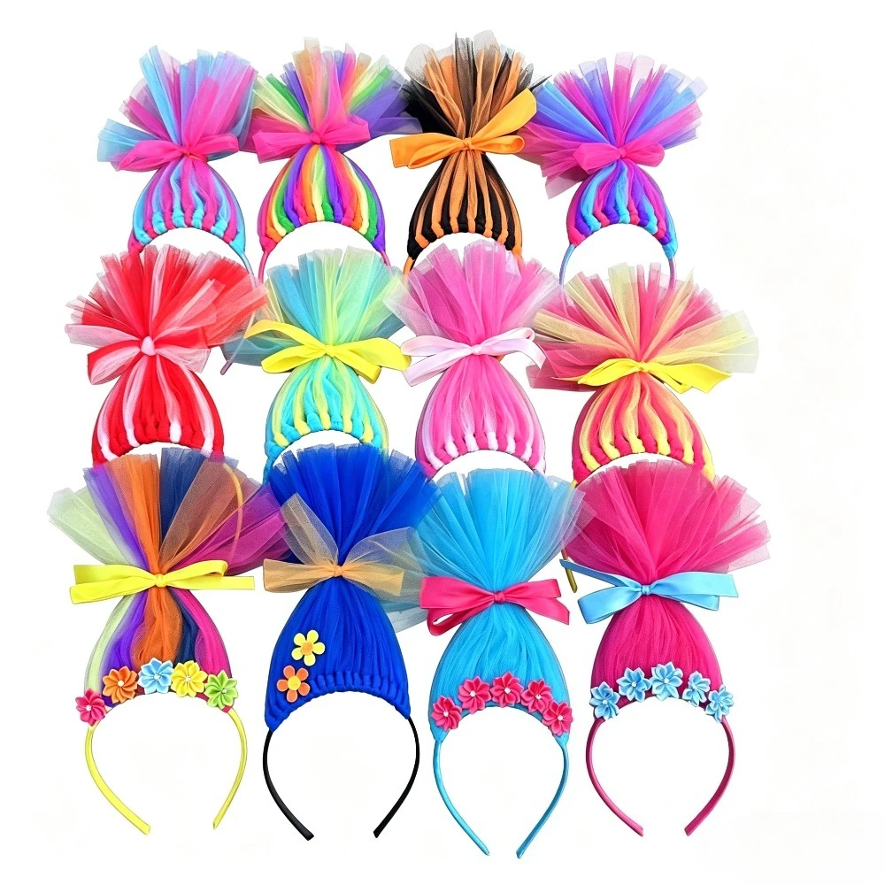 Anime Magic Elf Hair Bands Troll Doll Hair Halloween Dress Up Props Headband Suit for Holiday Party Birthday Costume New