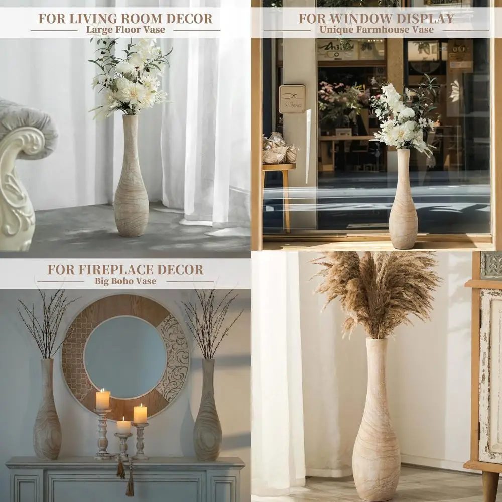 

Большие декоративные деревянные вазы в деревенском стиле в деревенском стиле, высота 22 дюйма для гостиной, центральные части обеденного стола, углы спальни, ха