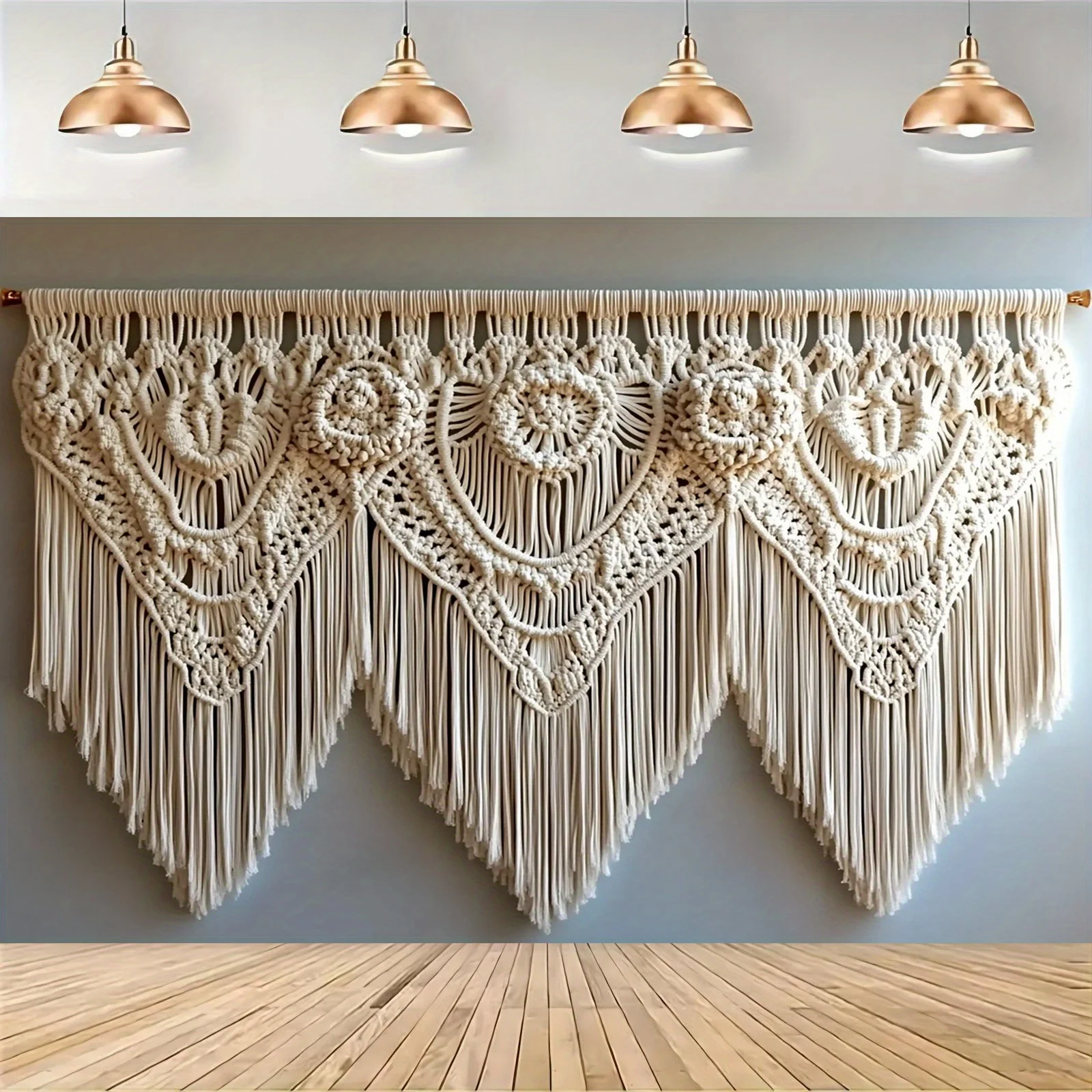 1 böhmischer handgefertigter Polyester-Hintergrundstoff – florales Spitzendesign für die Raumdekoration zu Hochzeiten und Geburtstage