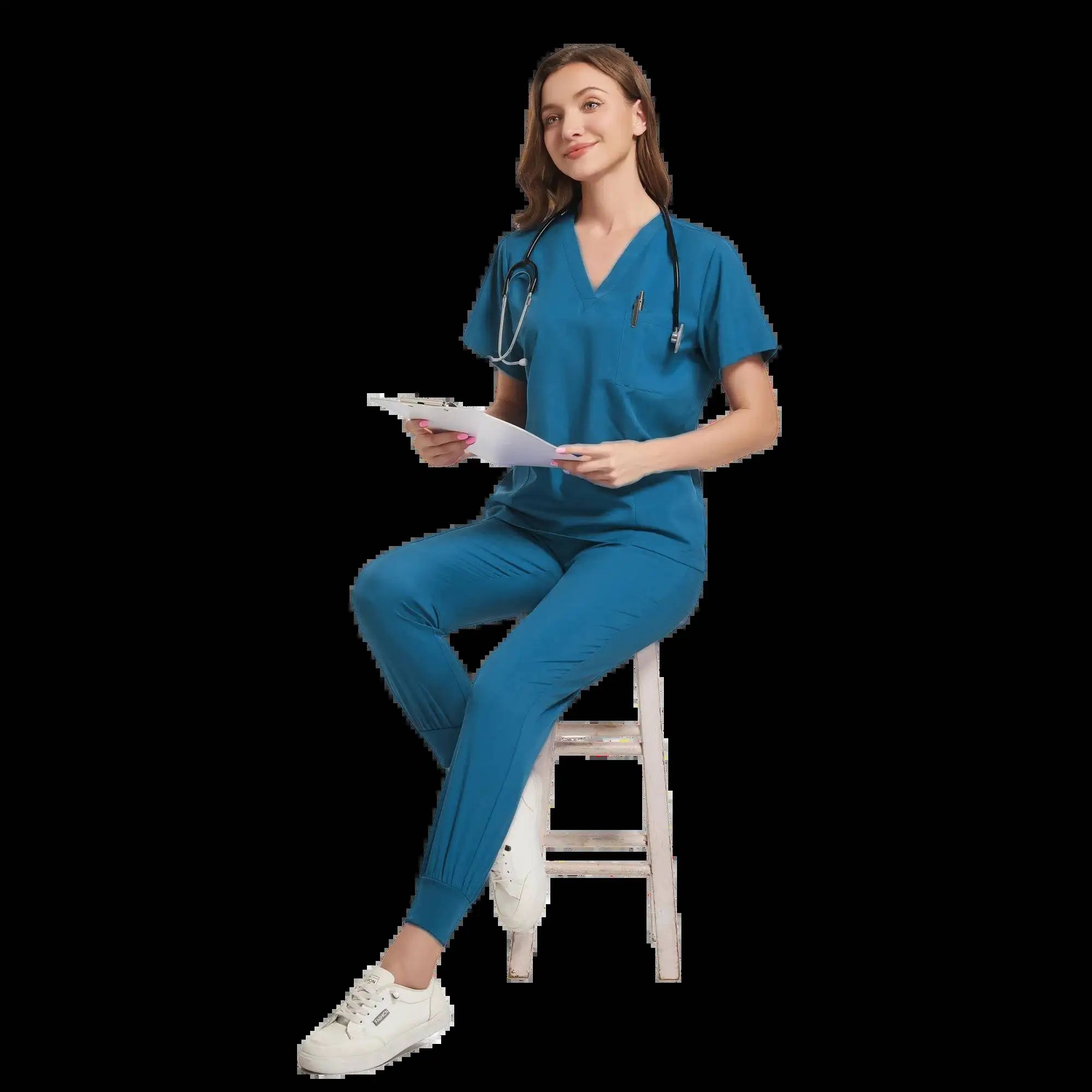 Hot Koop Medische Verpleging Scrubs Scrub Sets Ziekenhuis Uniformen Korte Mouw Tops Jogger Broek Uniform Vrouwen Verpleegkundige