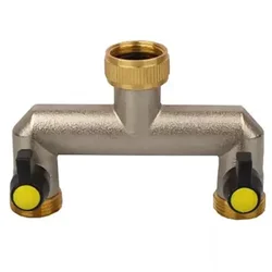 2-Way Garden Tap Splitter Brass Tap Valved Splitter Faucet Connector Adapter Quick Connection Outlet 3/4