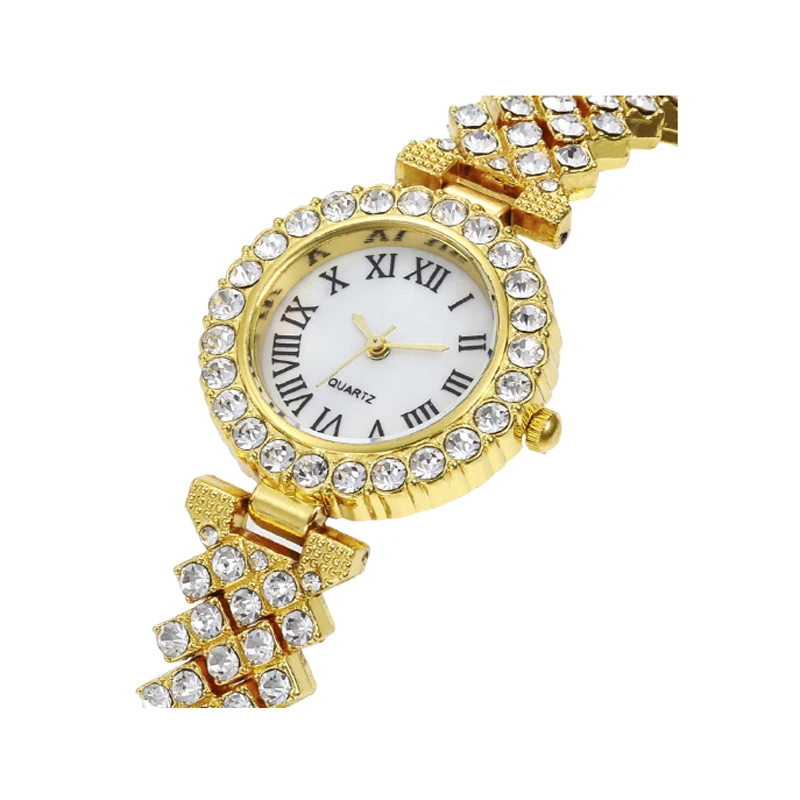 Women Steel Bracelet Watch Quartz Luxury Fashion Set With Diamonds