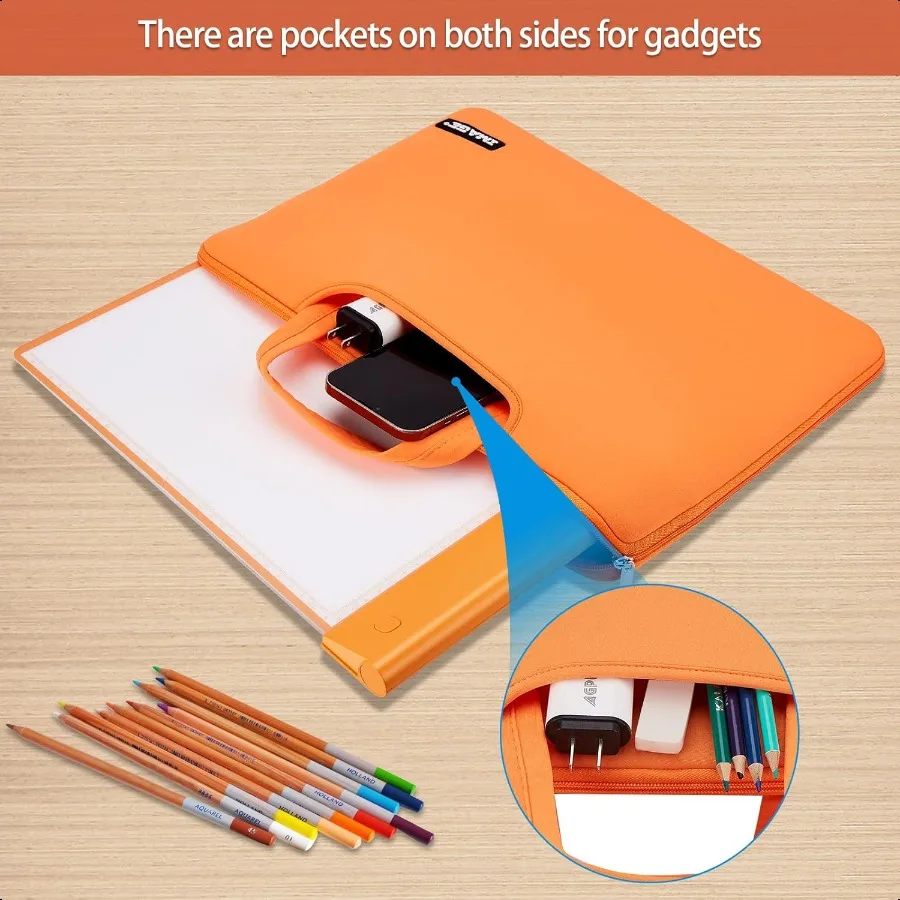 IMAGE A4 Protective Case with Pockets Carrying Bag for Travel Storage Cover Compatible with A4 Tracing LED Light Pad Coloring B
