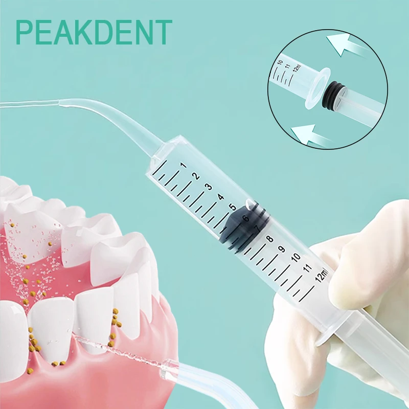 

5/10pcs Dental Disposable Transparent Syringe with 12ml Curved Tip Rinse Syringe Oral Care Whitening Dental Consumables