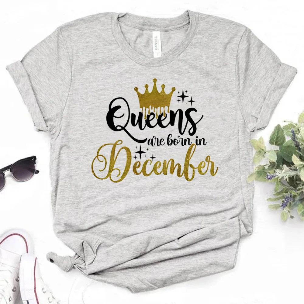 

Golden Crown Queen Are Born in January to December tshirt women streetwear funny top girl 2000s clothing