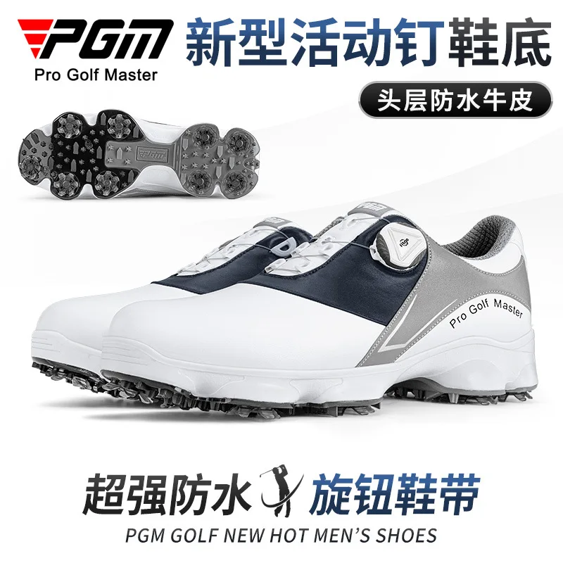 

XZ194 PGM Men's cowhide Golf Shoes Shoe Spikes Waterproof Casual Wear Anti-slip Male Sneakers Men's Sports Shoes