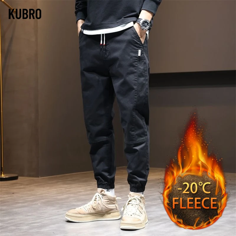 

Флисовые и утолщенные американские брюки для мужчин, осенние и зимние свободные узкие брюки-харун, модные повседневные капри, мужские джинсы