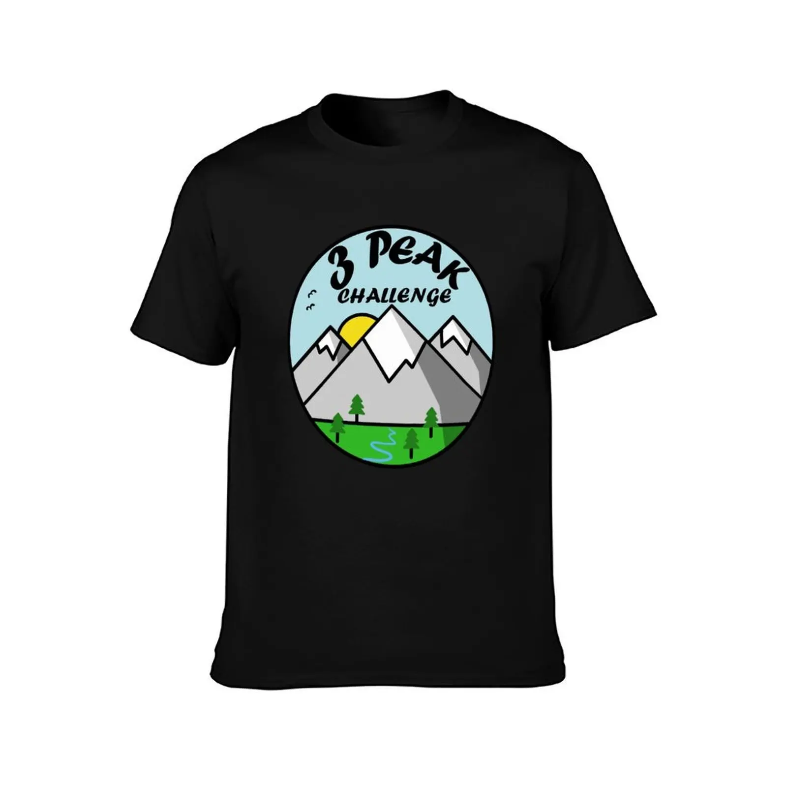 3 peak challenge T-Shirt, Summer Casual Cotton Tee, Oversized Streetwear Tops, Vintage Graphic Print, Loose Fit Short Sleeve