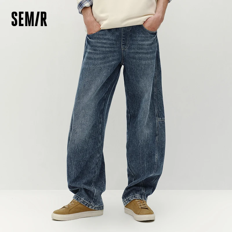 Semir Men Denim Jeans Loose Fit Curved Leg Vintage Style 2026 New Winter Daily Wear Urban Casual Style Cold Weather Layering