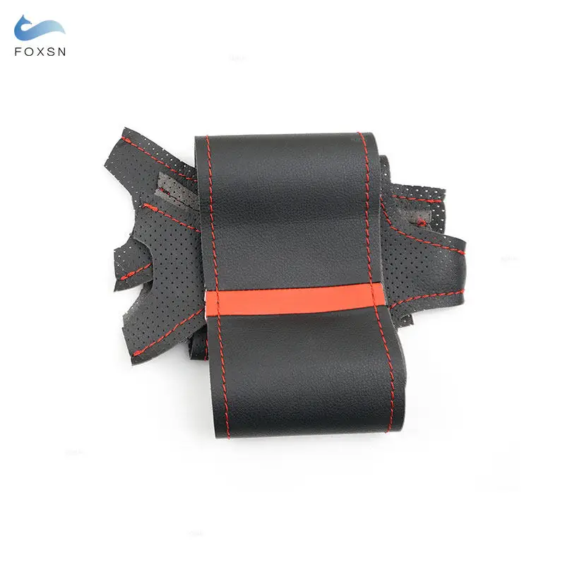 Braids on Car Inner Steering Wheel For Mercedes Benz C Class W204 2007 2008 2009 2010 2011 Microfiber Leather Cover Trim red bar
