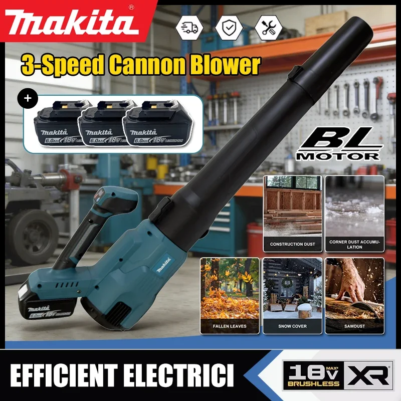 

Makita Cordless Leaf Blower 3-Speed Cannon Blower Super Powerful For Leaf Snow Dust Cleaning Blowing Power Tool For 18V Battery