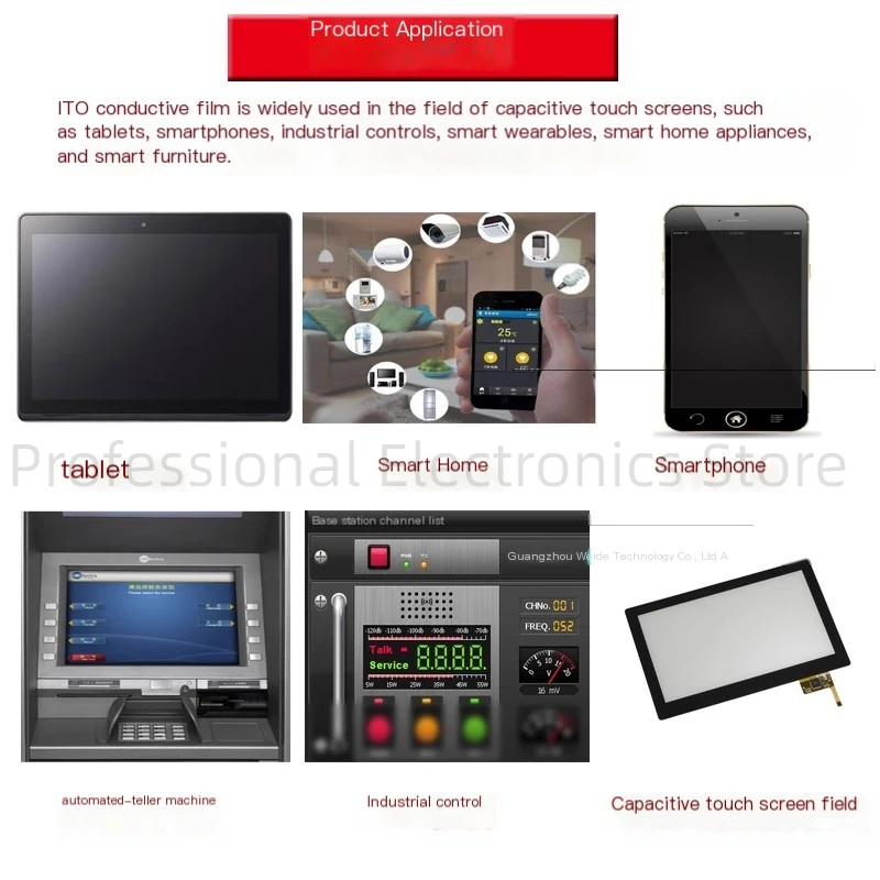 شفافة المضادة للإشعاع شاشة تعمل باللمس فيلم ، إيتو موصل ، منخفضة المقاومة مكثف ، الكهربائية المضادة للتدخل #3