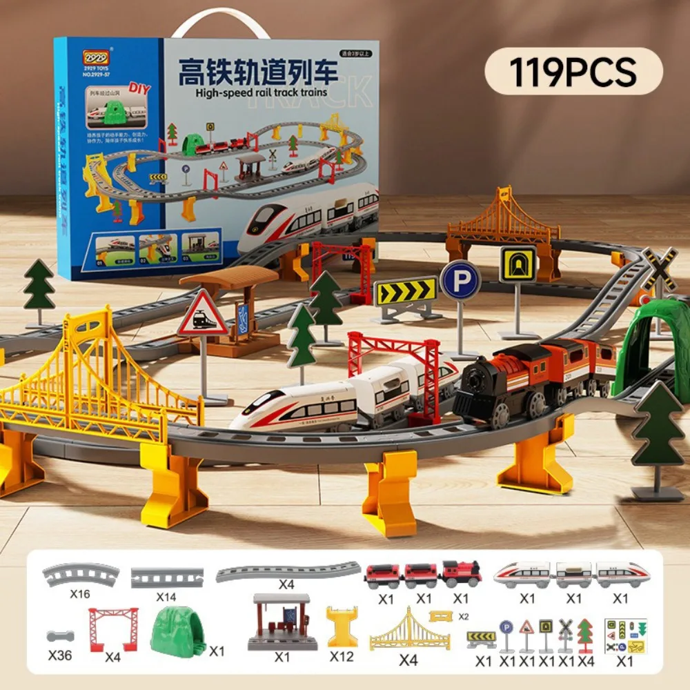 Electric Powered Electric Train Assembling Design Educational Features Assembling Rail Train Simulation Style Track System