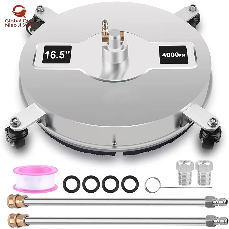 Pressure Washer, High‑Pressure Stainless Steel Surface Cleaner, 16.5‑Inch Surface Scrubber, 4‑Wheel Floor Cleaner, 4000psi