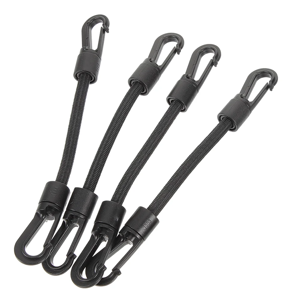 

4 Pcs Hooks Kayak Elastic String Tie down Strap Multi-use Rope Portable Motorcycle Outdoor Accessory Black