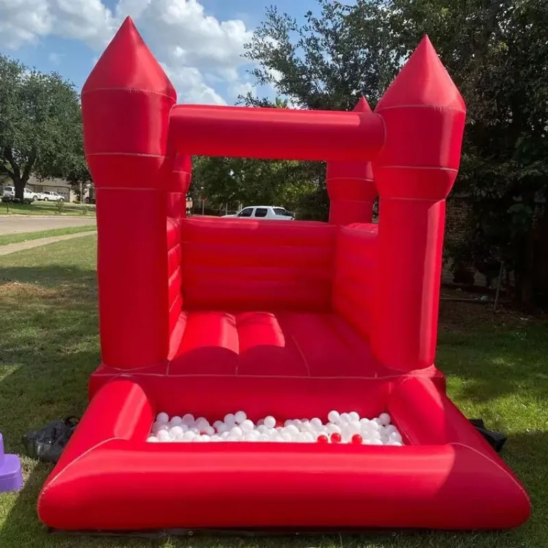 Trampoline Birthday Party Red and White Inflatable Bouncing Castle Family Banquet Spire Entertainment Trampoline