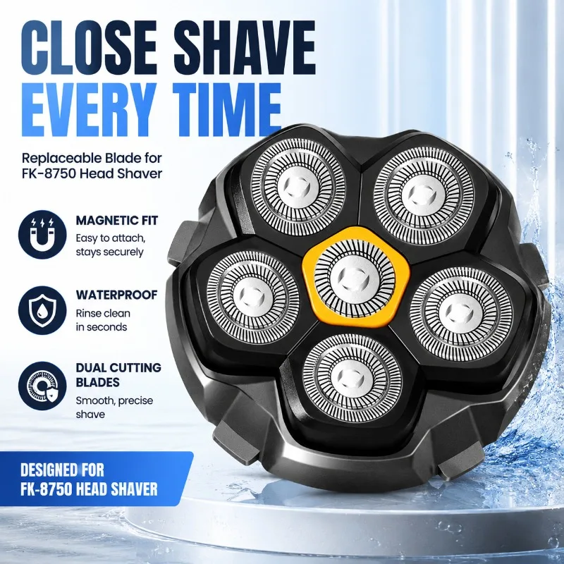 6 Blades Replacement Shaver Head Original Cutter Accessory Fit 8750 Bald Razor Sharp Cutting Surface Smooth Shaving Experience