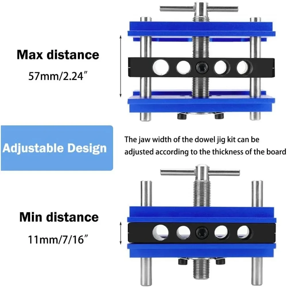 Wood Doweling Jig  Self Centering Doweling Jig Kit Drill Guide Bushings Set Woodworking Joints Tools for Straight Holes Blue