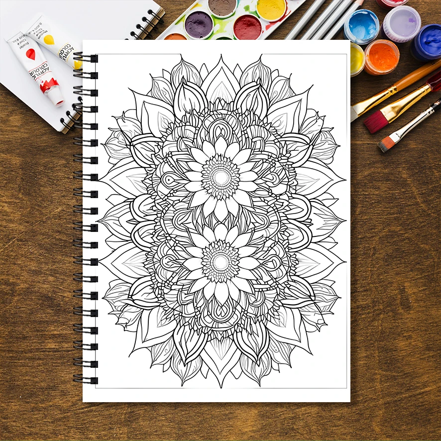 Coloring Book - 8.3 x 11.2 inches 32 pages of beautiful flower coloring book - ideal gift for family or friends