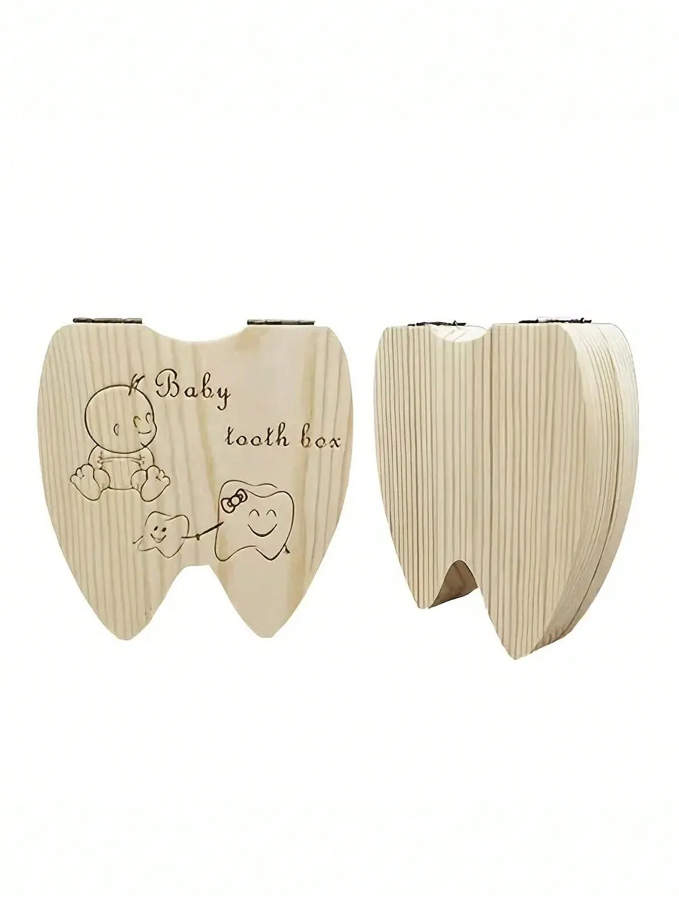 1PC Male Baby English Wooden Baby Tooth Box, Fetal Hair Umbilical Cord Tooth Collection Box, Infant Souvenir Box