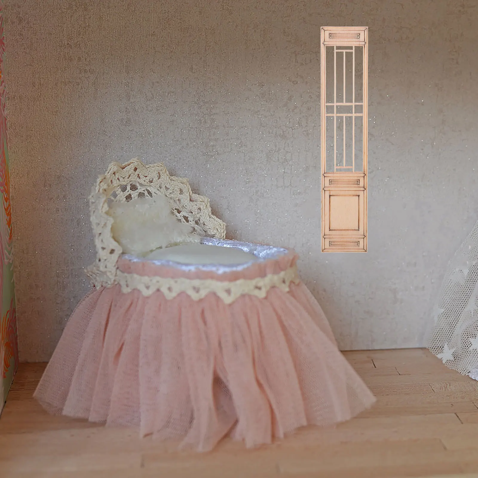 

10Pcs Miniature Wooden Doors and Windows Chinese-Inspired Hand-Carved Natural Finish for Dollhouse Fairy Garden Decor Micro