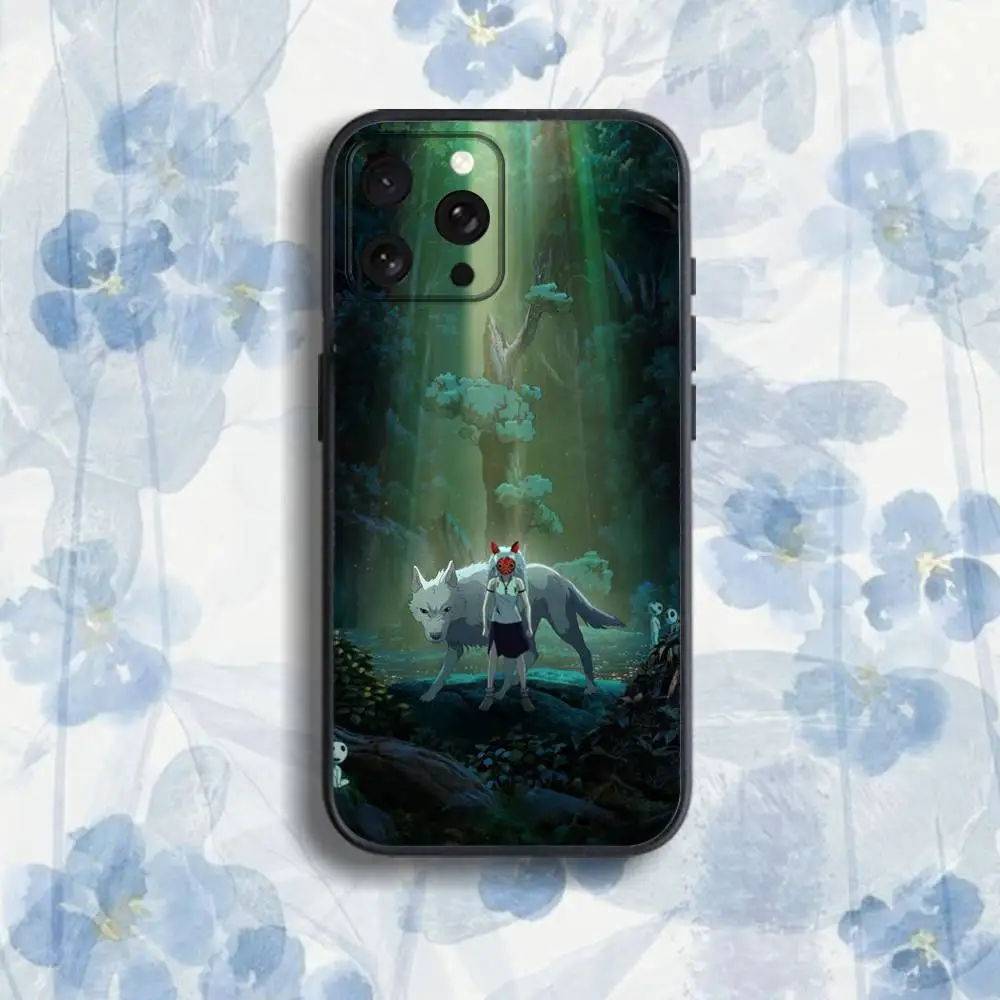 Casing HP M-Mononoke H-Himes Untuk iPhone 17,16,15,14,13,12,Pro,Max,Plus,E,SE4,Air,Mini Hitam Soft Box