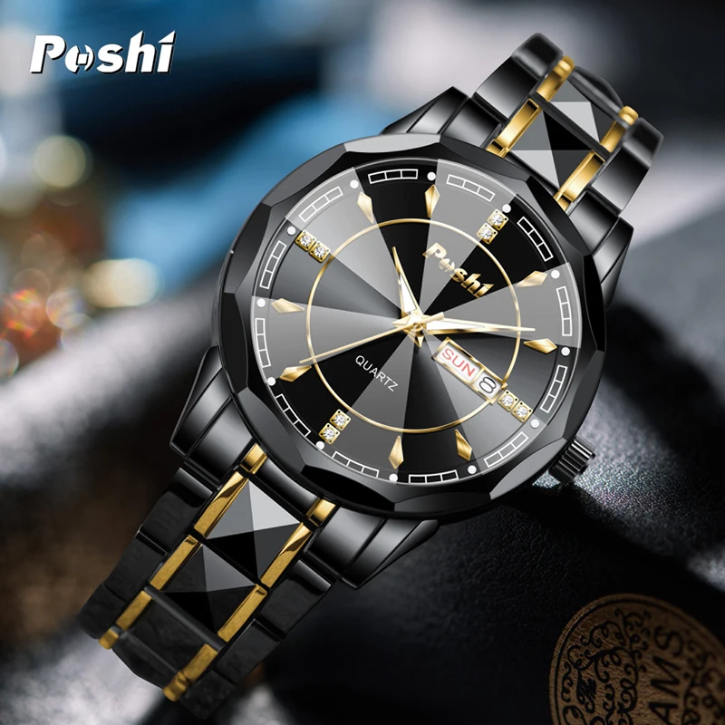 POSHI 983 Fashion Men\'s Wristwatch Business Quartz Watch Original Brand With Date Week Luxury Watches Life Waterproof