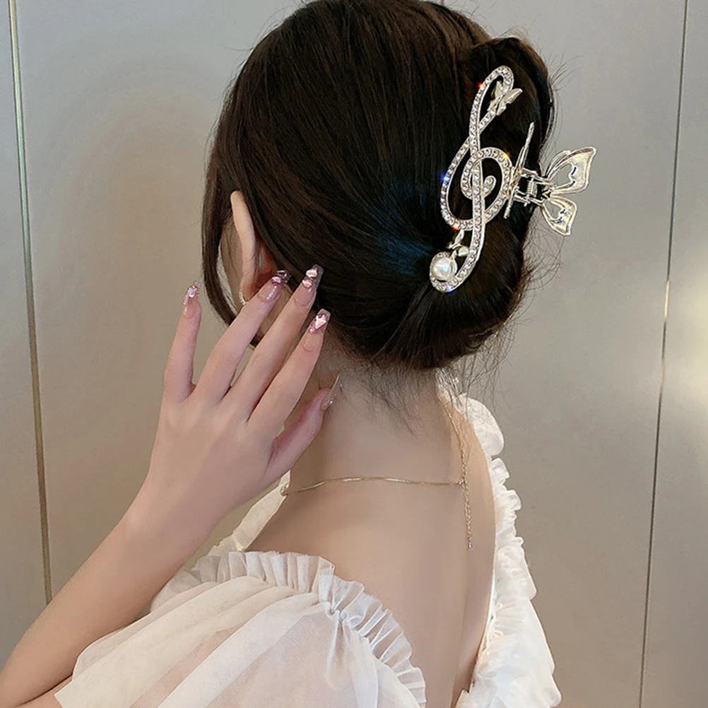 

2pcs Musical Note Hairpin Rhinestone Accessories for Women Clips Fashion Novelty Concert Metal Large Thick Pins