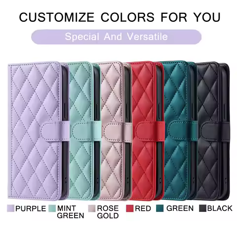 Fashion Lines Plaid Wallet Flip Leather Case For Samsung Galaxy S10 Plus S20 S21 22 S23 Plus Ultra FE Card Slot Book Cover