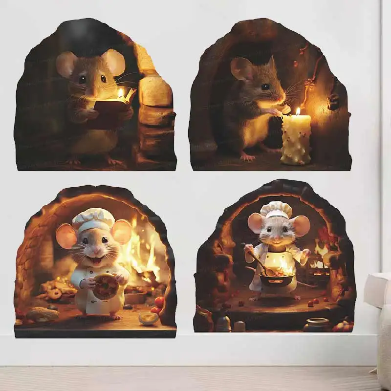 

Cartoon Cute Little Mouse Wall Sticker Living Room Wall Edge Home Decoration Mural For Kids Bedroom Wallpaper Rats Decals M1289