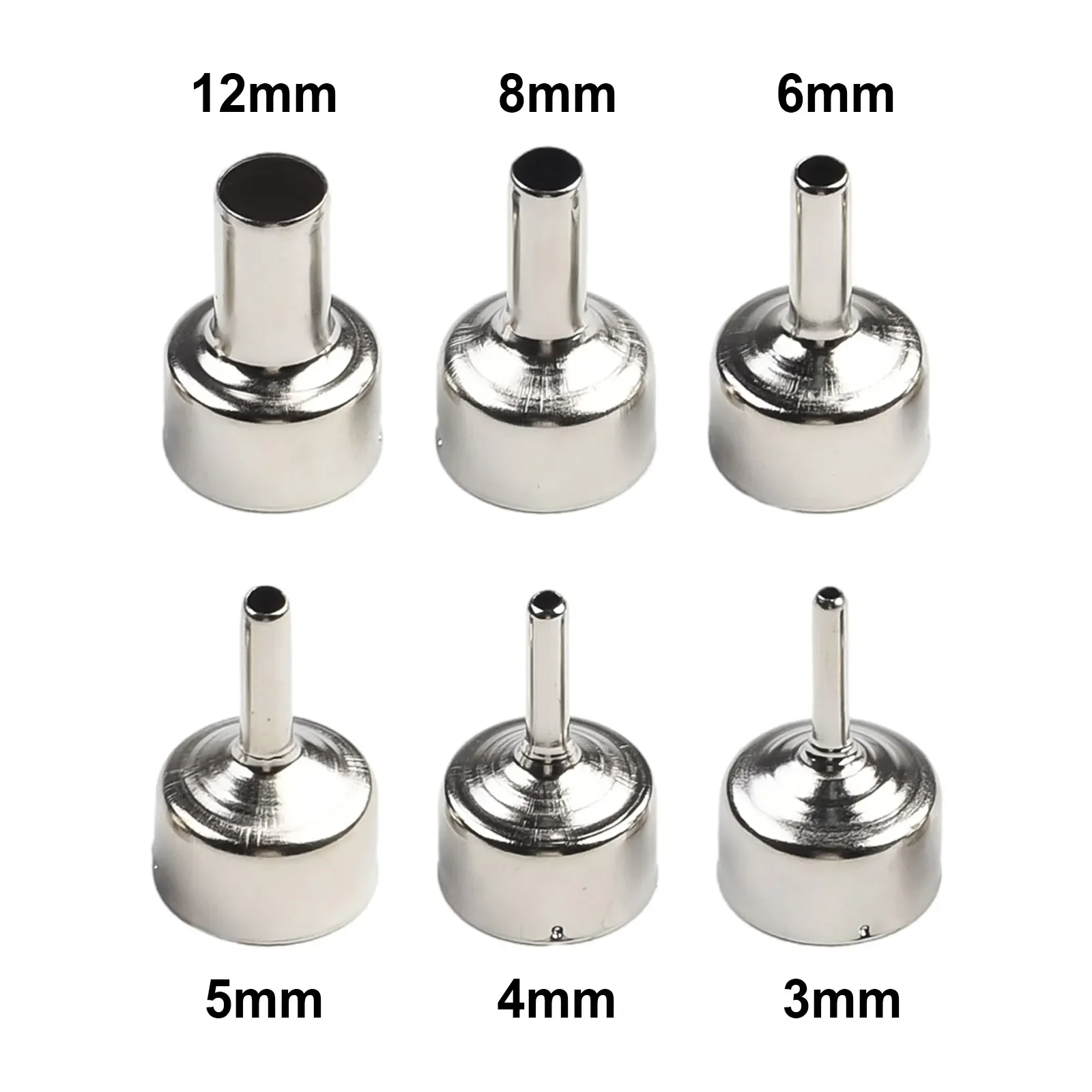 6 PCS Welding Nozzles Stainless Steel Soldering Nozzle For 858D 8586 Series Soldering Station Hot Air Welding Nozzle 3-12mm