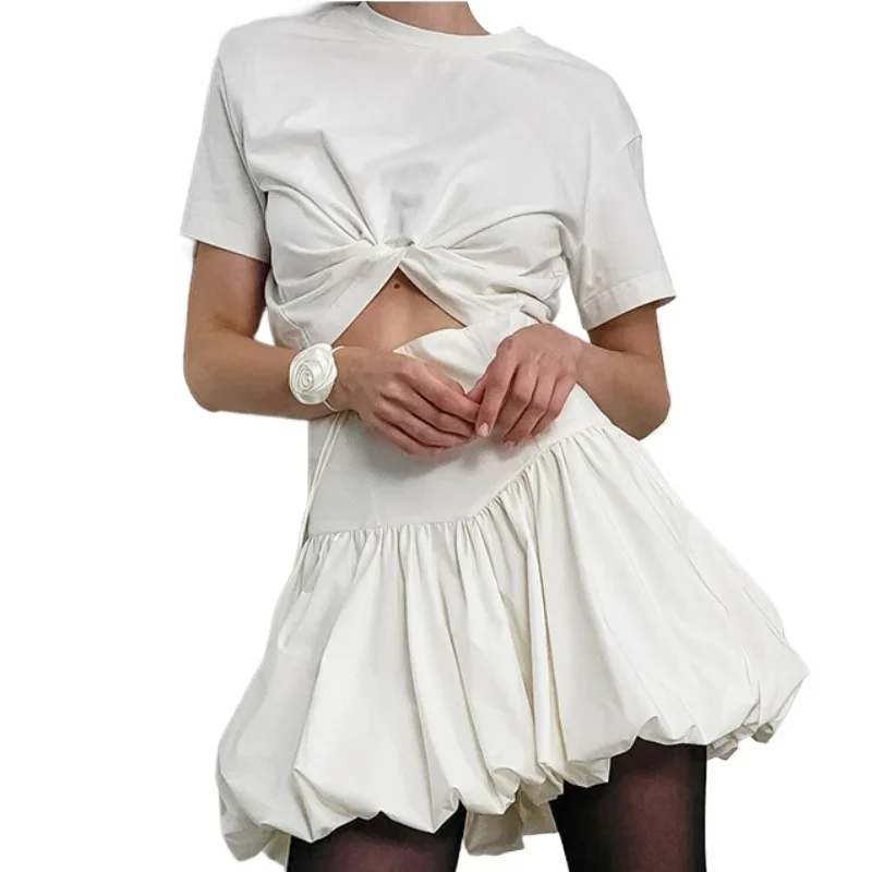 White Temperament Balloon Skirt Commuter Skirt Europe and The United States Cross-border Wholesale Slimming Women's Short Skirts