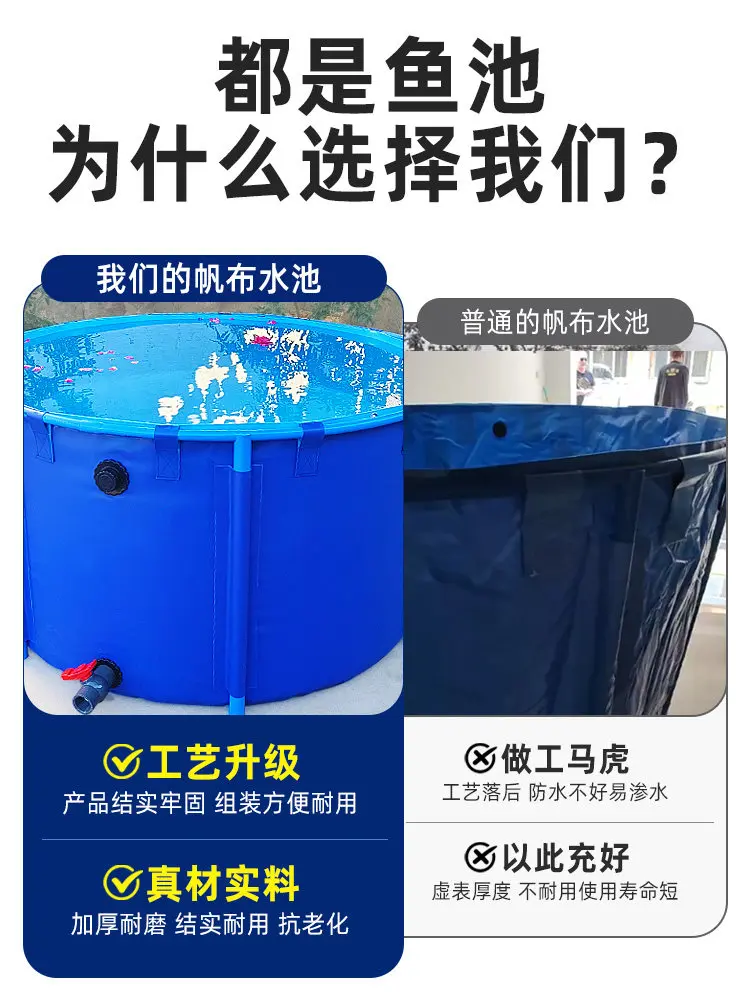Canvas pond Round aquaculture fish pond Folding large fish aquaculture tank Outdoor koi swimming reservoir