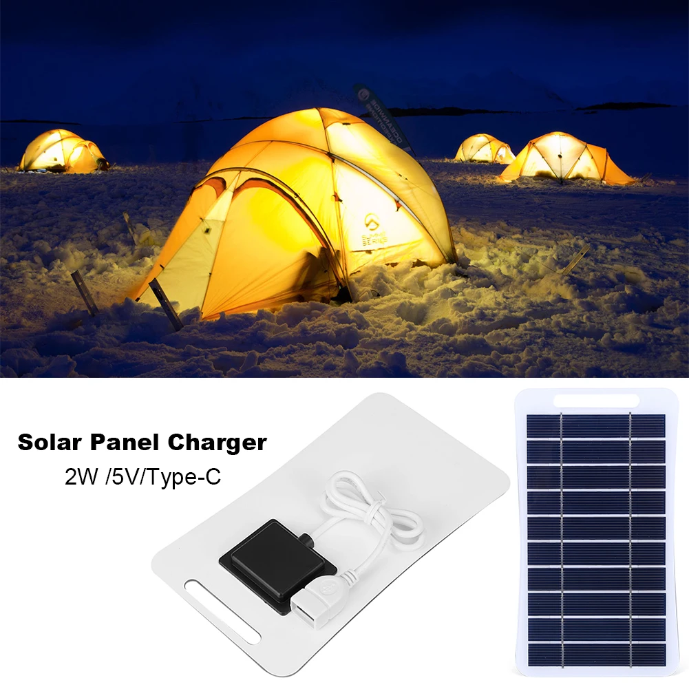 Panel Solar portátil de 2W y 5V, cargador de batería estabilizador para teléfono móvil, Banco de energía, Camping al aire libre